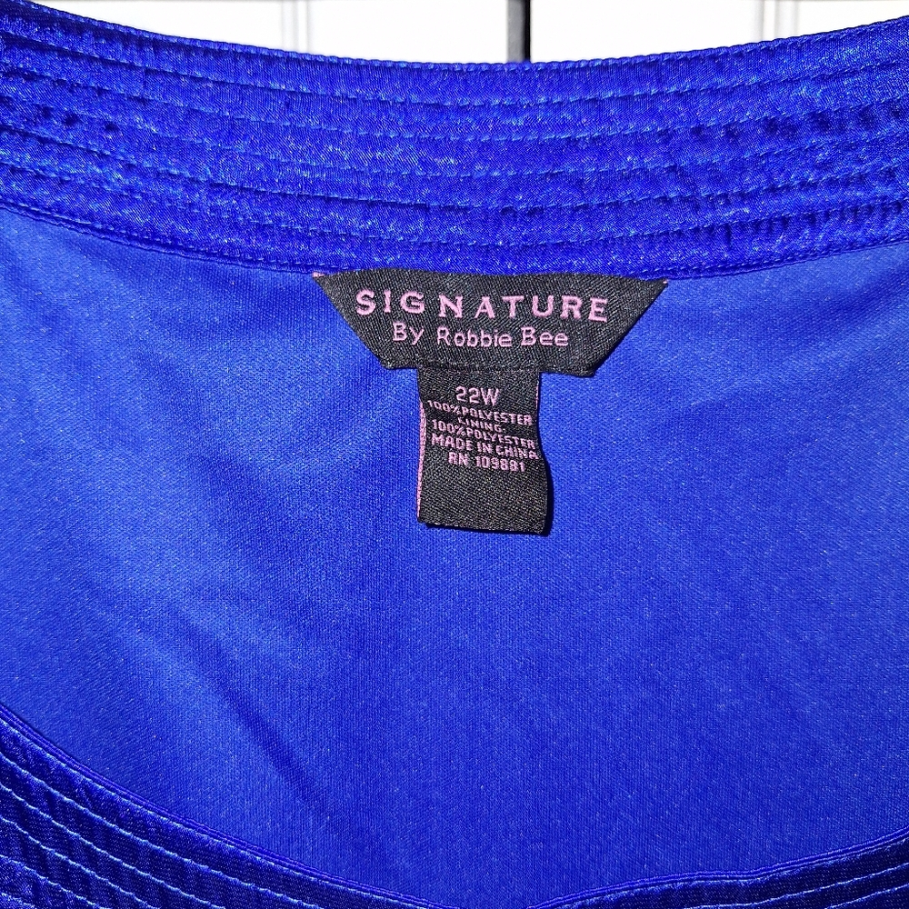 Signature by Robbie Bee Pleated Dress | Royal Blue Sleeveless Midi 22W - Picture 5 of 5